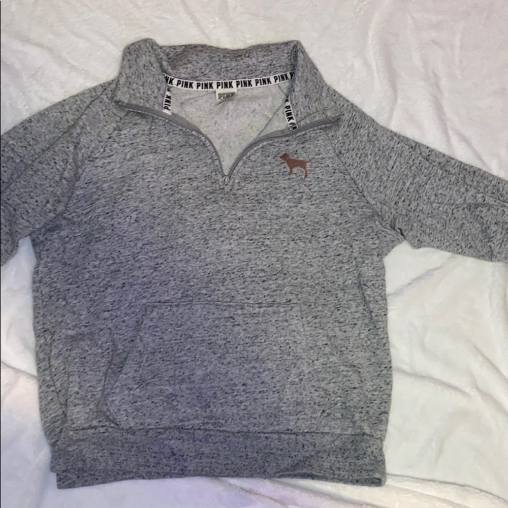 PINK victoria secret grey quarter zip